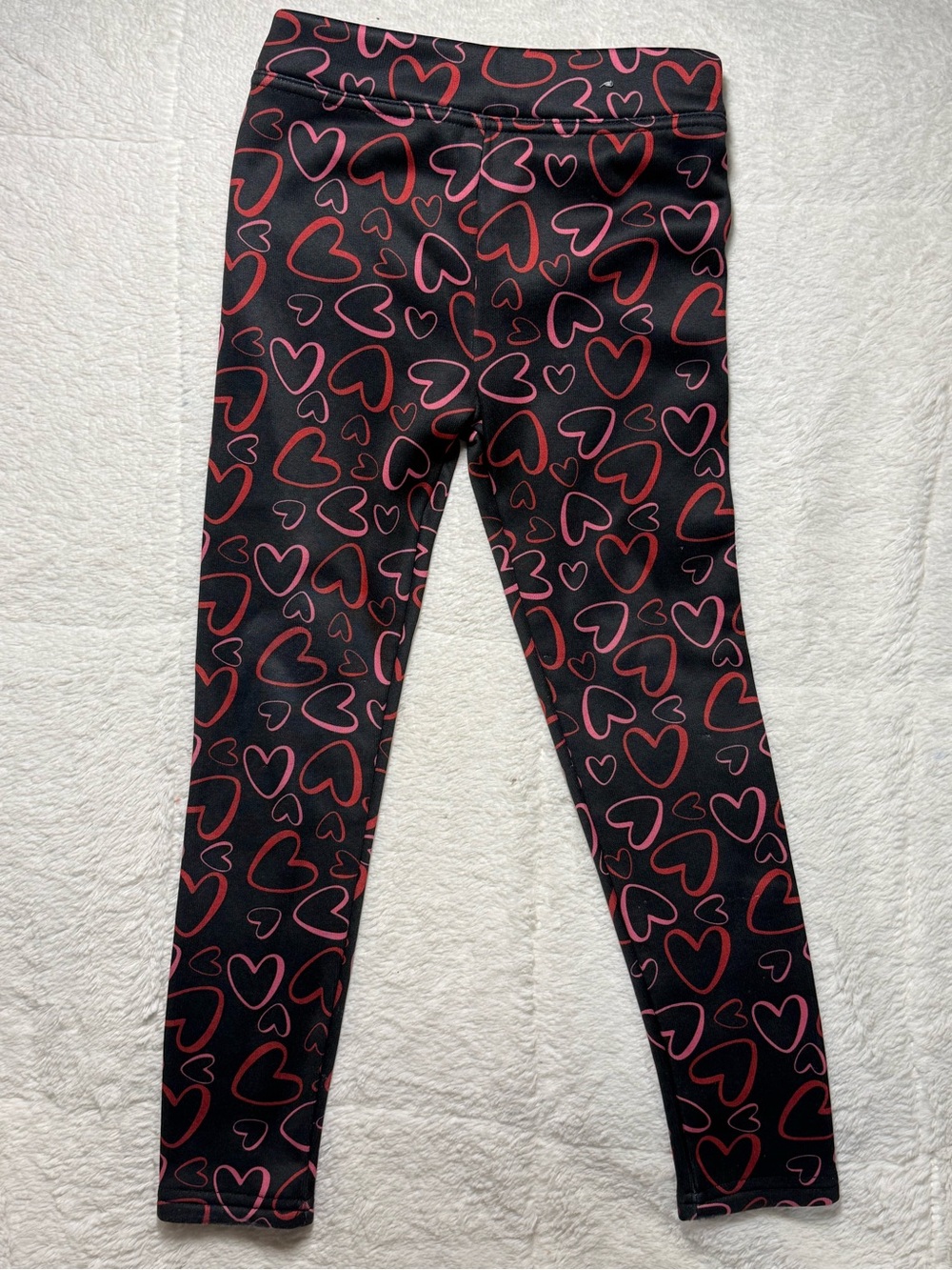 Girls' Lily & Dan Fleece-Lined Heart-Print Leggings Sz Sm